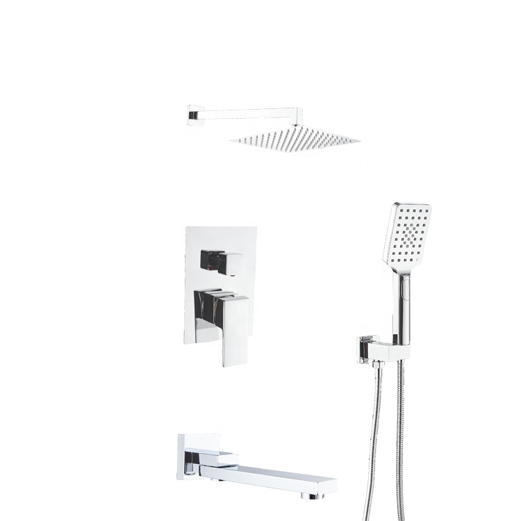 bath room shower mixer sets copper aluminium in-wall mounted rainfall concealed plating handheld bath shower faucets