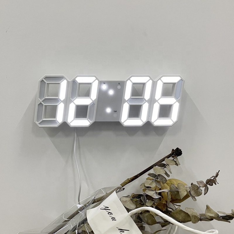 Современные модные большие светодиодные цифровые настенные часы 8 дюймов 3D светодиодные настольные часы/будильник
