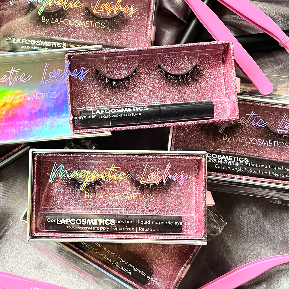 Wholesale private label faux mink magnetic eyelash packaging box vendors vegan magnetic eyeliner lahes with liner