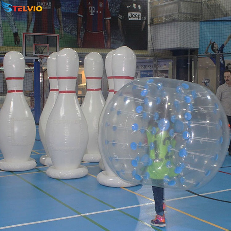 Summer amusement inflatable bowling set giant bowling pins for team building games