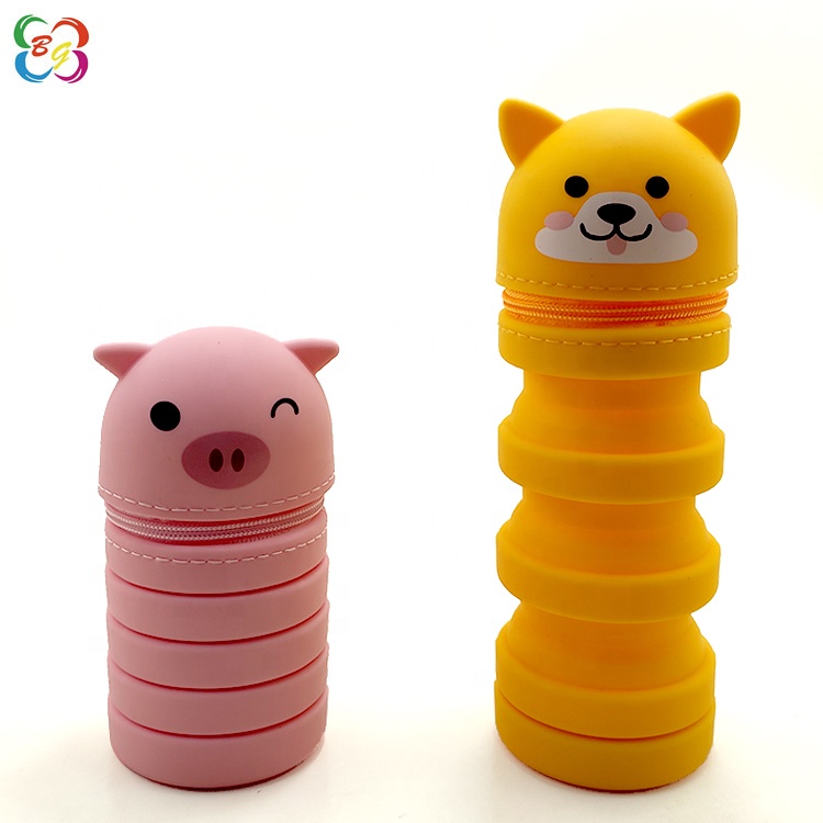 Promotional Creative Design Durable Silicone Foldable Pen Pencil Holder for School Office Desk