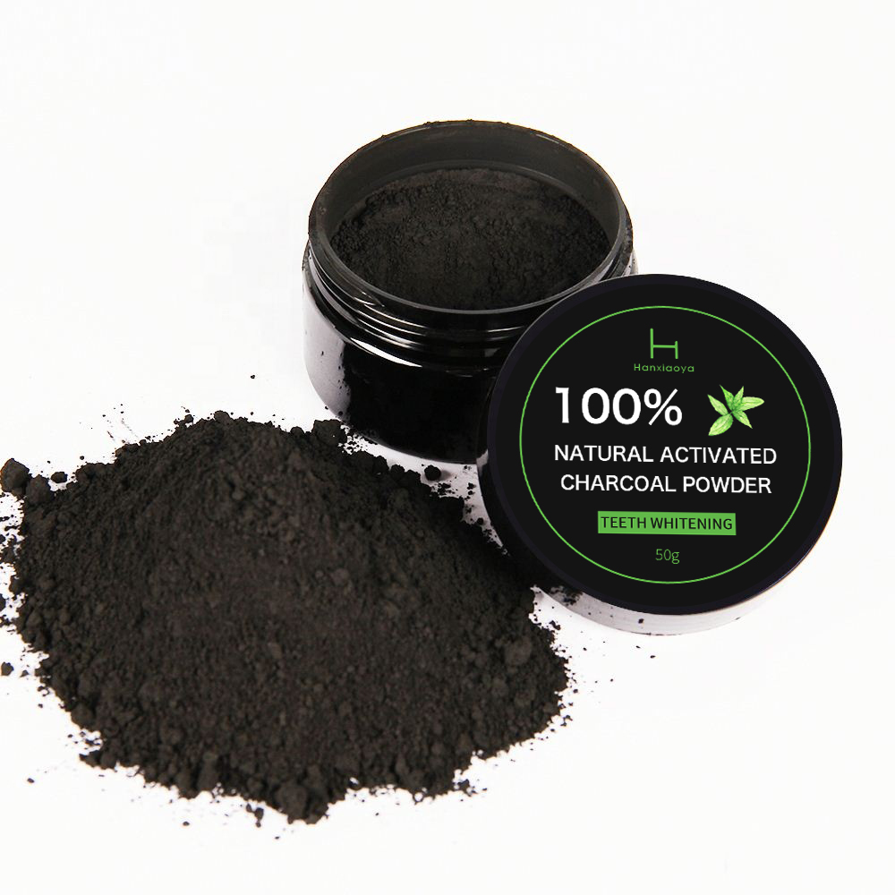 HXY OEM ODM частная торговая марка 50 г, 100% натуральный белый эффективный кокосовый активированный древесный уголь, порошок для отбеливания зубов