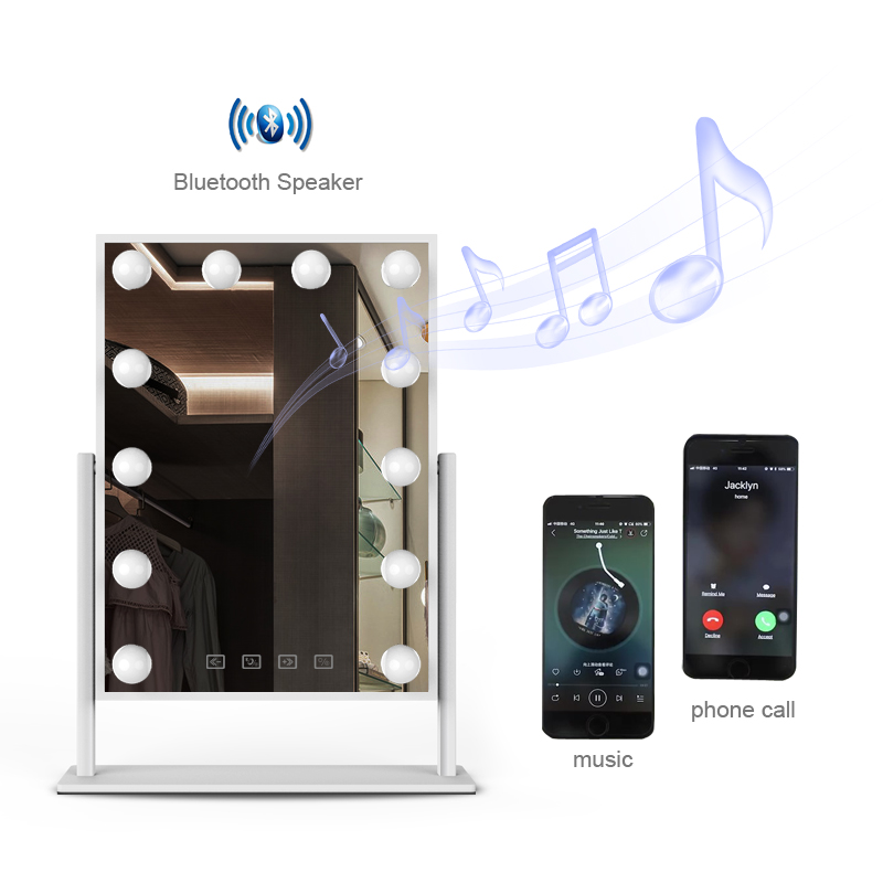 Высокое качество Голливудский стиль лампочки косметическое зеркало с Bluetooth, время, температура