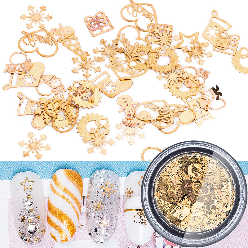 Cheap Wholesale Christmas Nail Accessories Mix Designs Nail Dcorations Metal Christmas Nail Art Salon