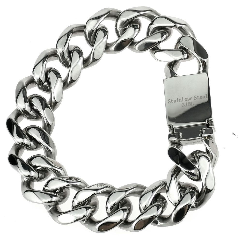 Drop Shipping RTS Jewelry Silver tone 9-16mm Stainless Steel Miami Cuban Bracelet Men Women For Amazon Wish