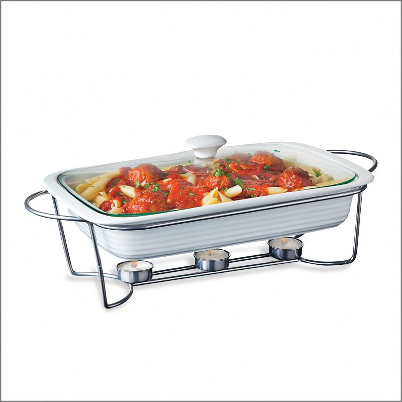 Yanxiang Factory Price White Porcelain Bakeware Set On Stand food warmer Rectangle Ceramic Oven Baking Accessories Casseroles