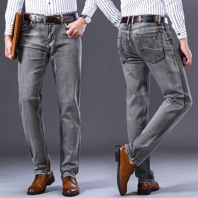 2021 New custom men's business branded casual classic style jeans pants vendor men stretch slim distressed denim jeans