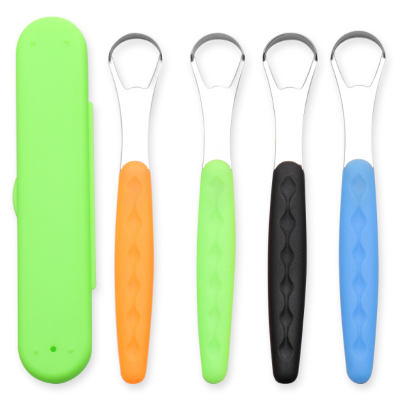 Hot Sell Oral Hygiene Personal Care Stainless Steel Tongue Scraper Cleaner With Box