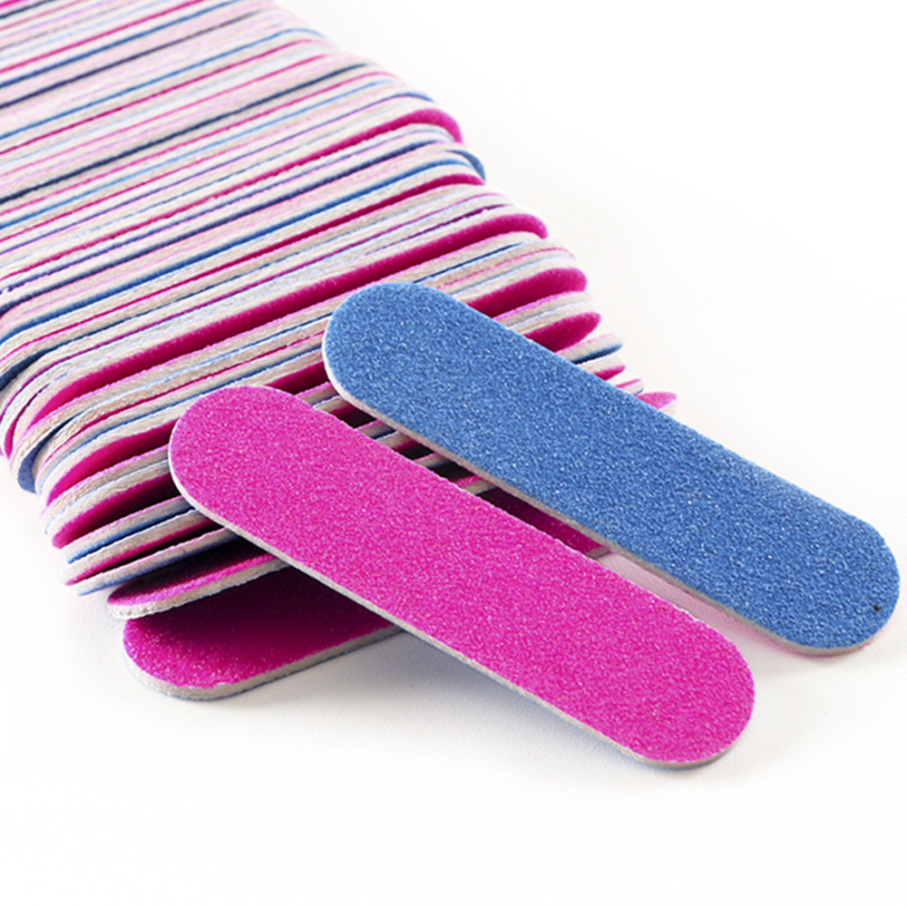 Wholesale 100pcs Mini Nail Filer Sanding Blocks Pink Nail Buffer Polisher Double Sided Manicure Files Tools DIY Nail Art