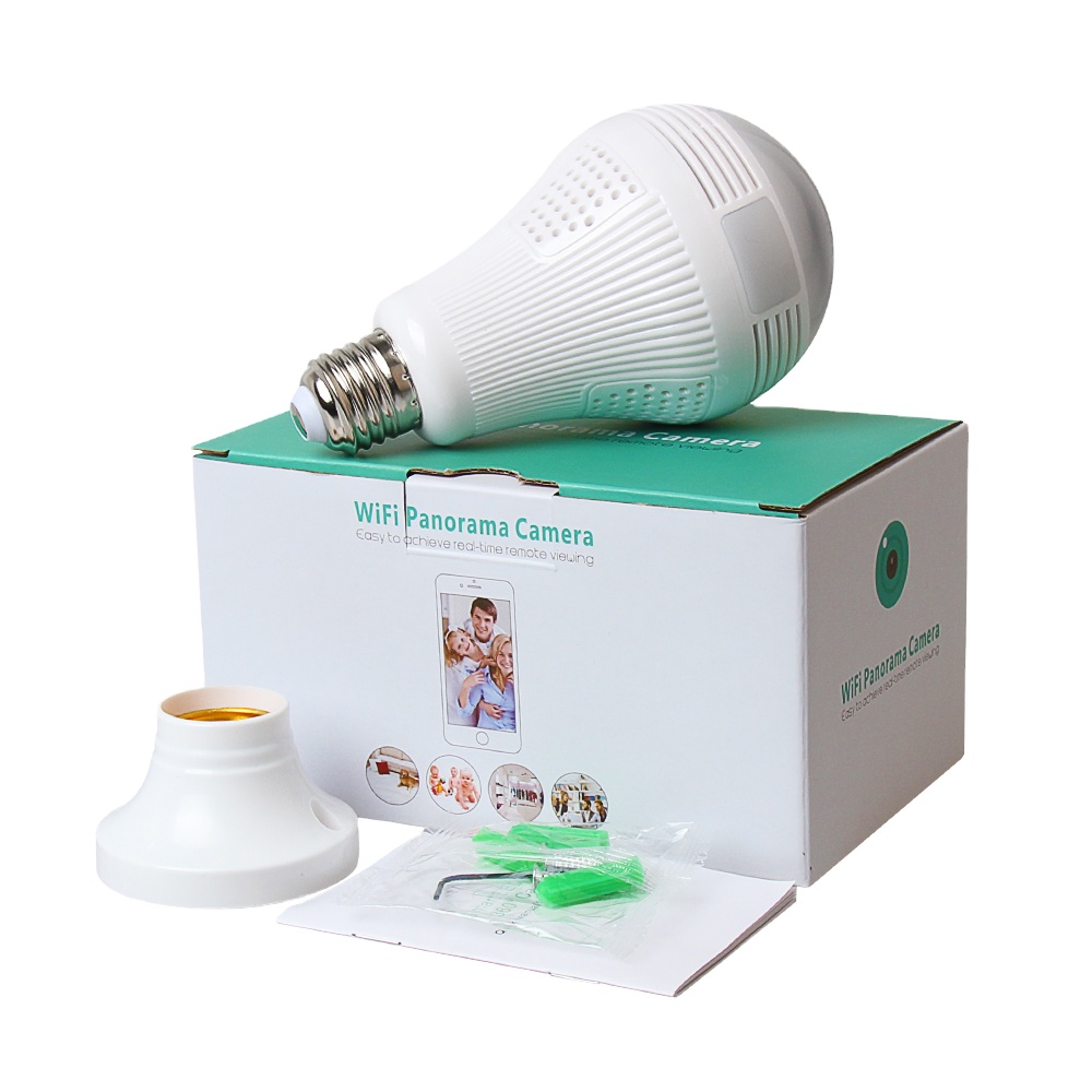 Ihaiker Full HD 960P Wifi Bulb Hidden Spy Camera 3 pcs LED Wireless Panoramic 360 Camara Bulb