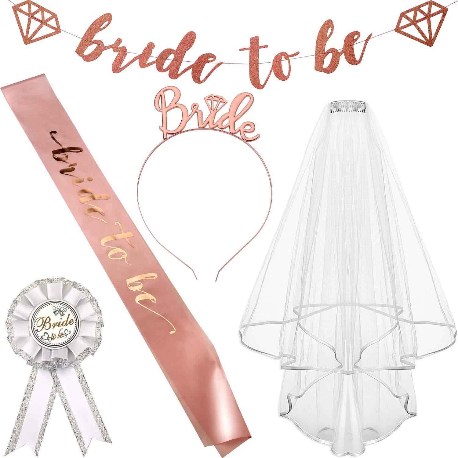 Wedding Decoration Bachelorette Party Bride To Be Veil Badge Tattoo Sticker Sash Kit Bridal Shower Party Decoration Supplies