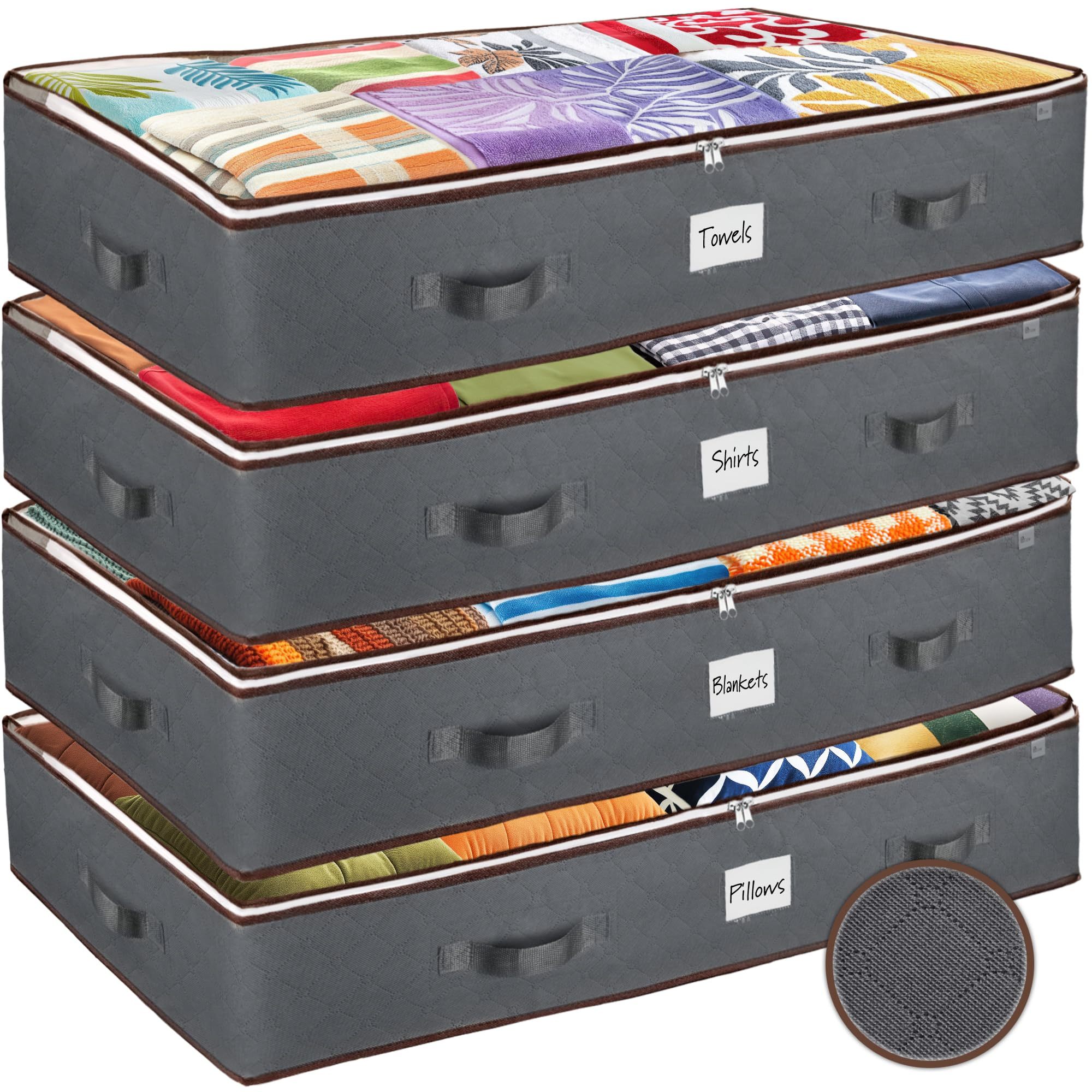 Under Bed Storage Bag Containers Large Under Bed Storage Containers Organizers with Clear Windows for Clothes Blankets and Shoes