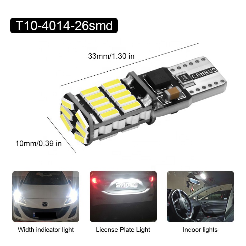 Super bright DC12-24V t10 cambus 3030 9smd 194 w5w led white car width indicator light bulb canbus led t10
