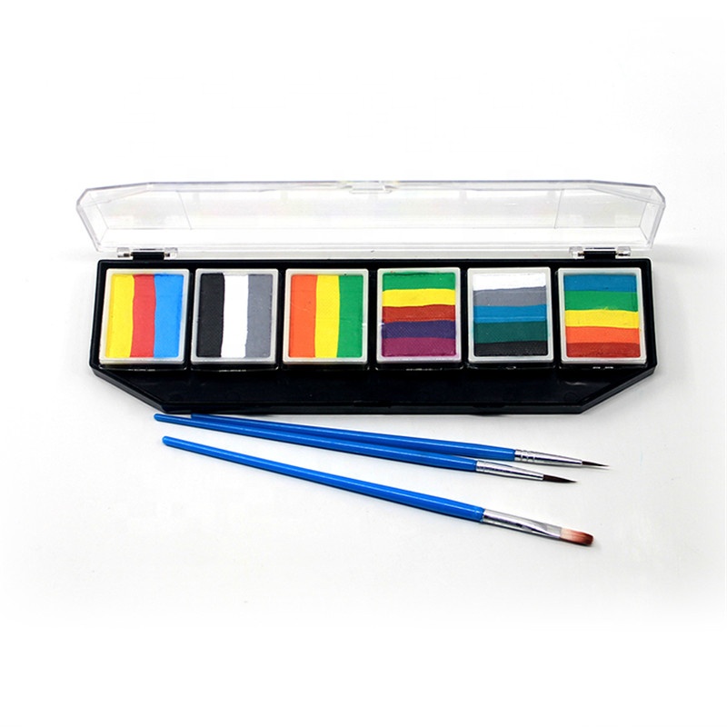 Professional 6 groups Water Based Rainbow Split Cake Painting Face Paint Kit Body Paint Palette