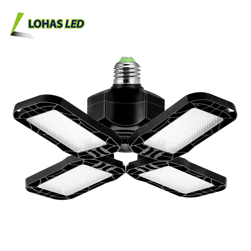 High power 4 Blade Fan Light Indoor 80W 110-240V Black Plastic Coated Aluminum Foldable LED Fan Blade Lights