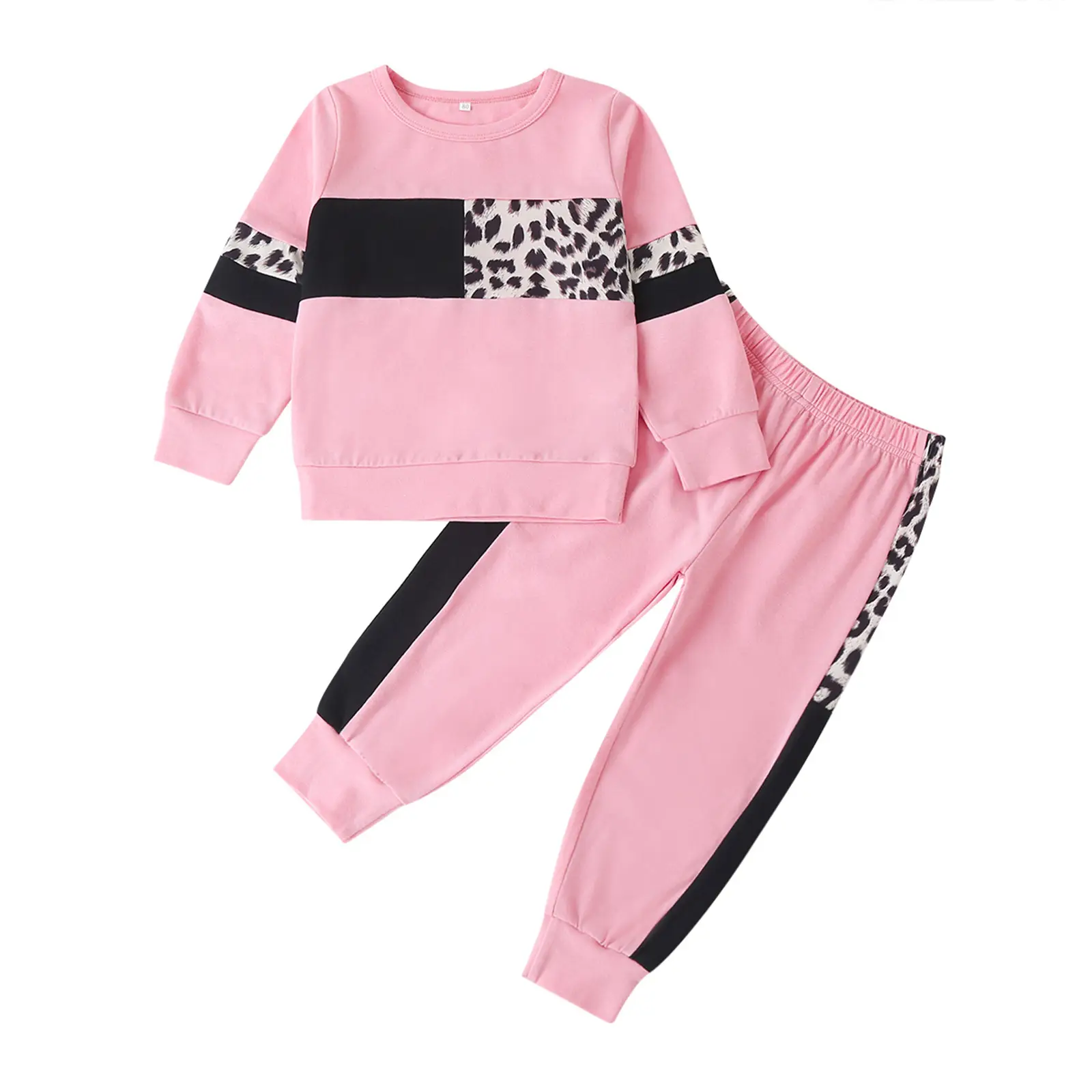 High quality children fall winter clothes private label fleece baby hoodie jogger 2pcs kids girl clothing set