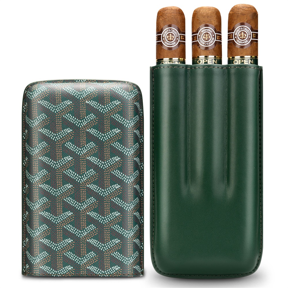 CIGARLOONG Portable Fashion Accessories 3 Finger Travel Cigar Case Holder Wear proof Cigar Set with Cigar Clips