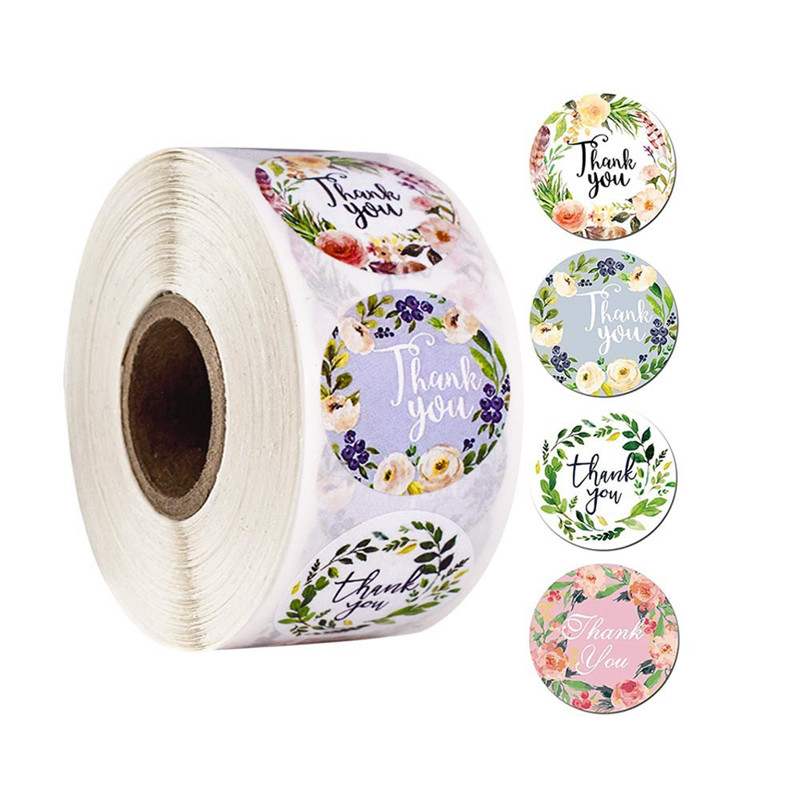 1 Inch Waterproof Kraft Paper Roll Sticker color Logo Label Thank You Stickers