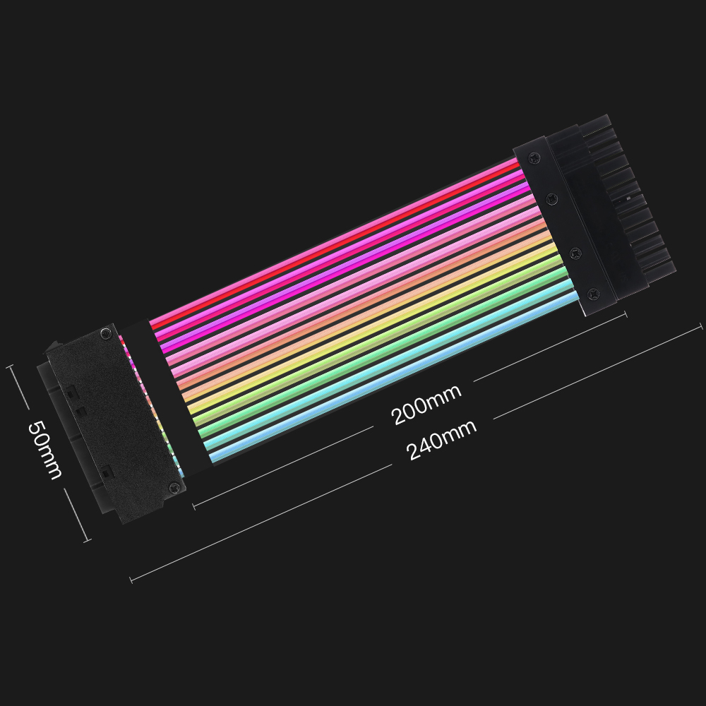 Удлинительный кабель для блока питания RGB 24Pin, неоновая линия для игрового ПК, 24pin кабель RGB, Светодиодная лента, Удлинительный кабель
