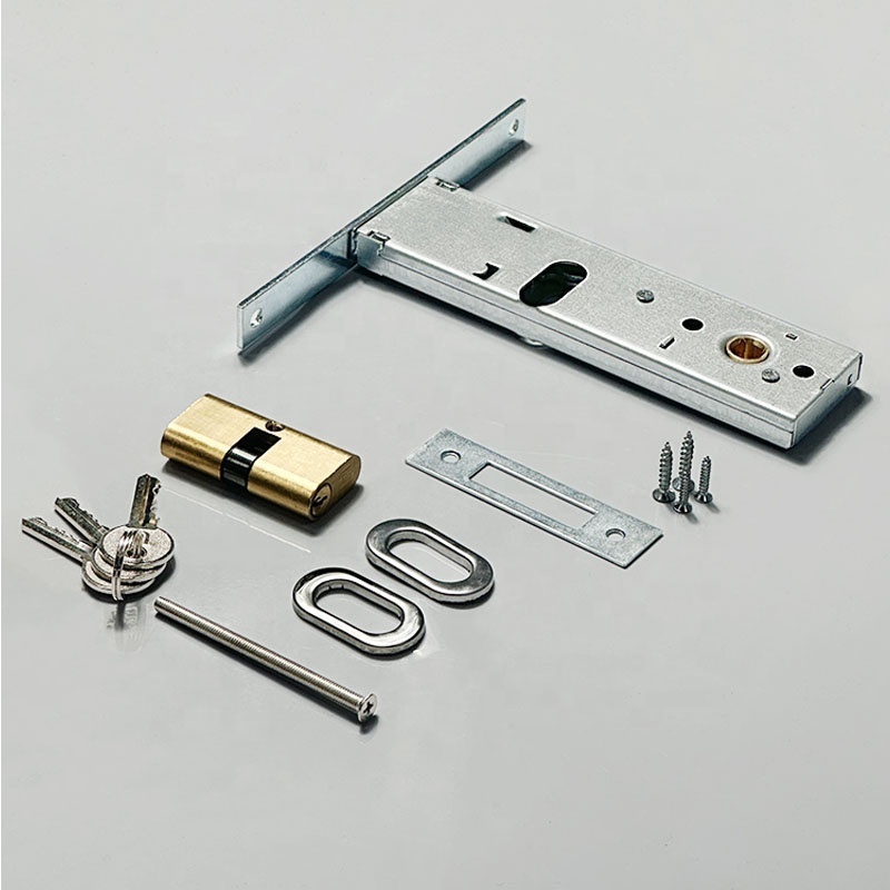 High Security Door Mortise Lock Set Double Open Brass Lock Cylinder Brass Door Lock Body 7066 With Cylinder for Aluminium Doors