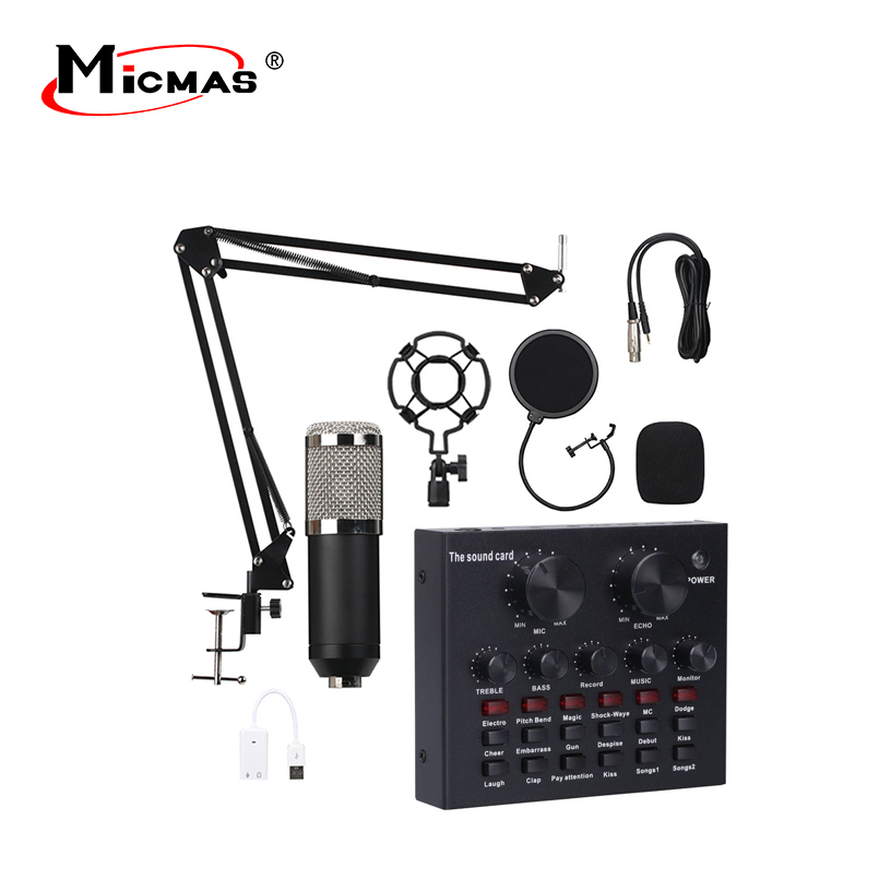 Микрофон Micmas с прозрачным звуком и звуковая карта V8 по отличной цене