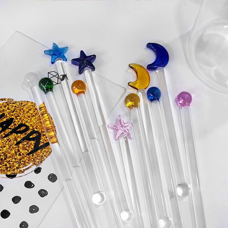 Eco-friendly High borosilicate Glass stirring rod with design Glass Gingerbread man Glass Drinking straw Accessories