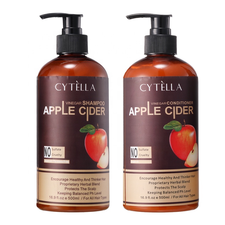 Apple Cider Vinegar Set Shampoo+Conditioner for ll Hair Type Men/Women Moisturize & Remove Build-up
