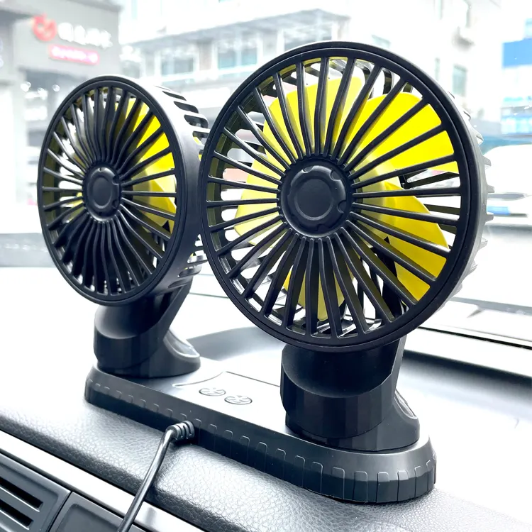 High Airflow 360 Rotation Personal Cooling Dual Head Solar Fan For Car