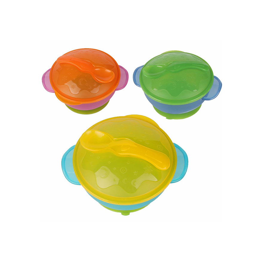 Wholesale New Style Non-toxic Training Feeding Baby Suction Bowl BPA Free Eco friendly Kids Plastic Bowl with Spoon