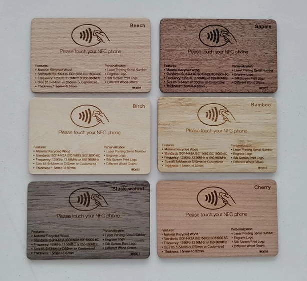 Экологичная NFC NTAG213 стандартная деревянная RFID смарт-карта с индивидуальной печатью деревянная визитная карта для управления доступом
