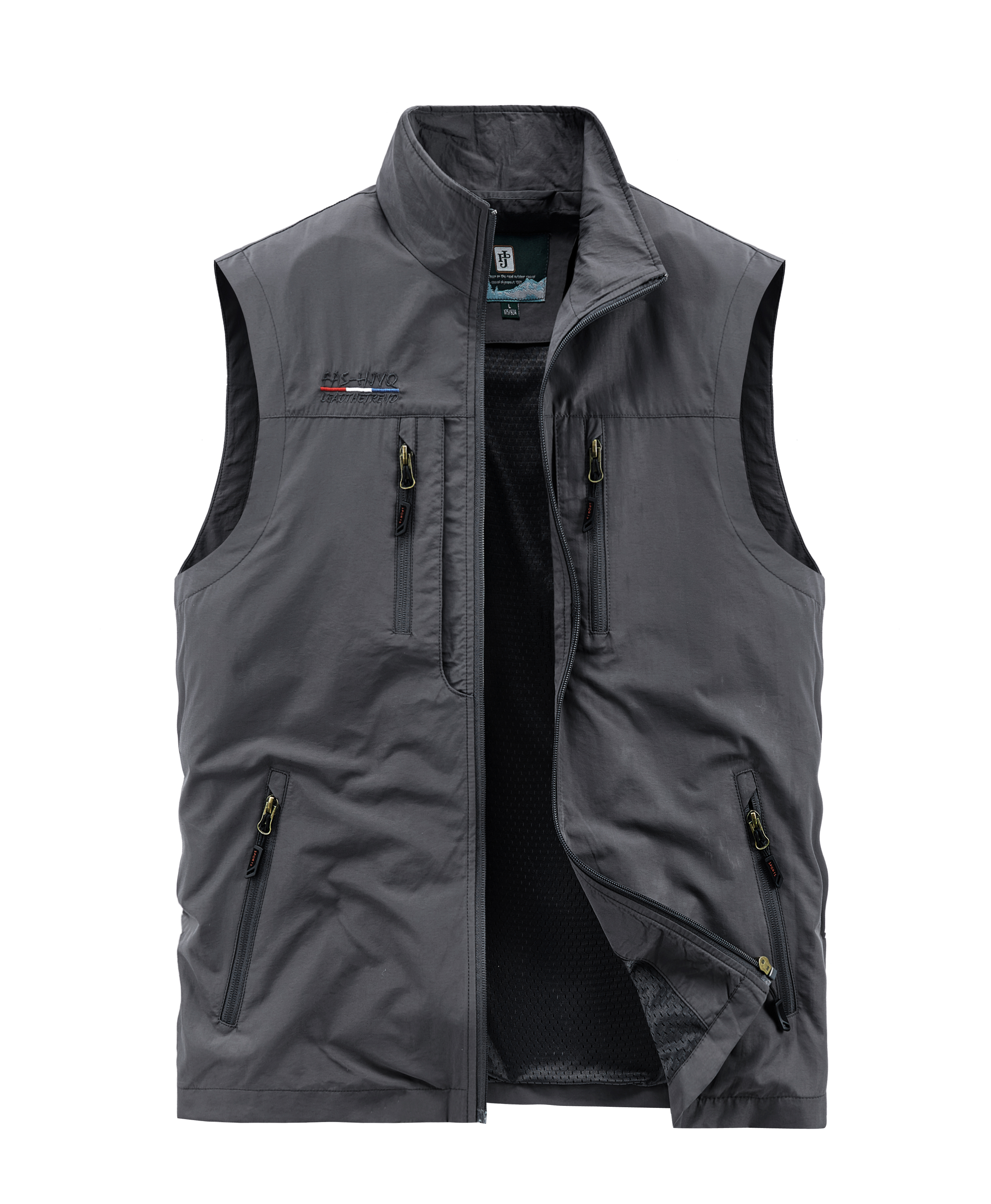 Outdoor recreation Vest men Outer wear Windproof Breathable Zipper pocket Mesh lining Breathable