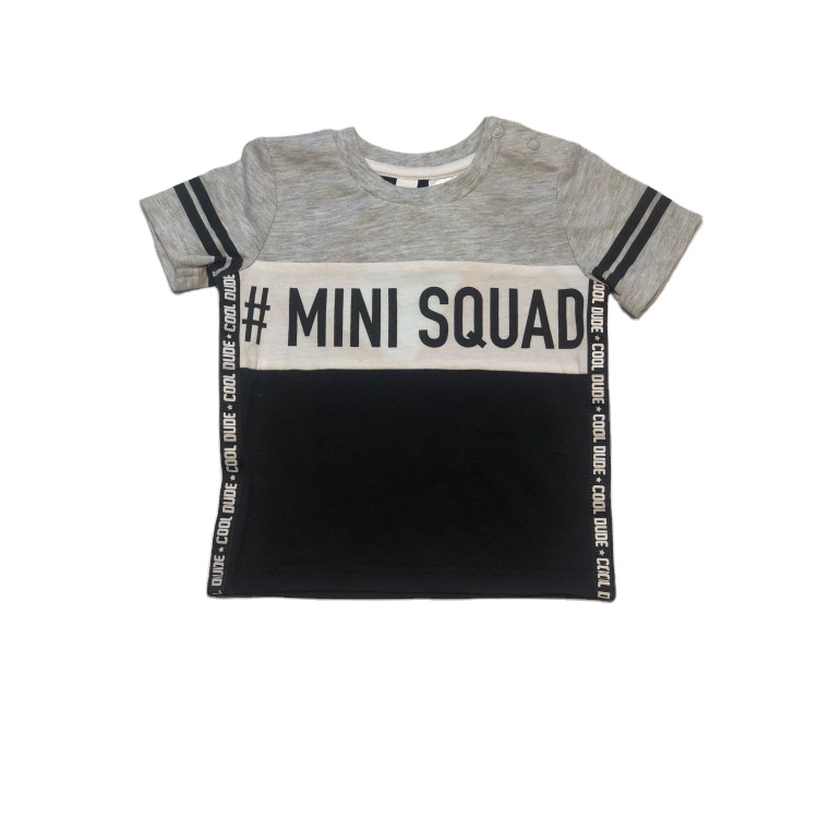 Baby knitted sporty style short sleeve t-shirt crew neck snap shoulder opening