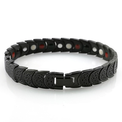 Fashion Jewelry Wholesale Korean Trend Magnet Men's Bracelet Titanium Steel Electroplated Black Bracelet