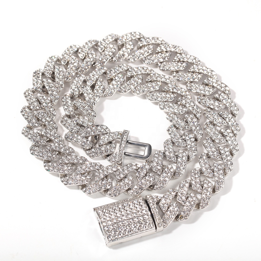 Wholesale Custom Punk Rock Wide Bar Metal Bracelets with 18mm Cuban Chain