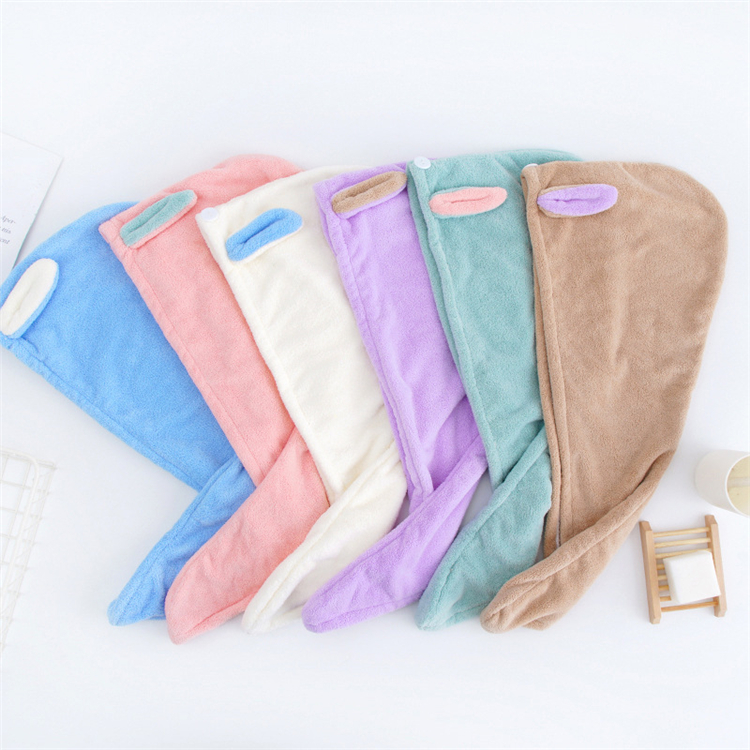 Wholesale shower cap  dry hair  adult coral fleece thickened and quick-drying absorbent towel
