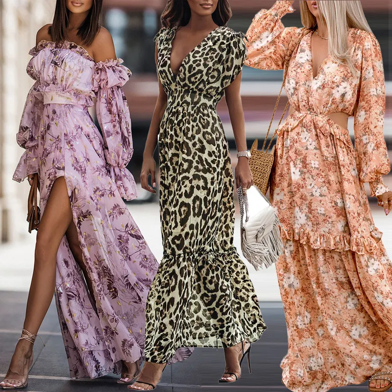 Fashion Spring Summer Sleeveless Vintage Maxi Long Elegant Womens Dresses Sexy Casual Dresses Women