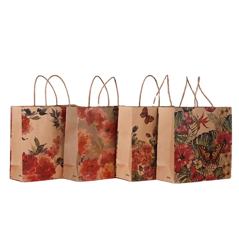 Привлекательная и прочная Горячая оптовая продажа роскошная сумка для покупок под заказ дешевая бумажная Подарочная сумка с цветами