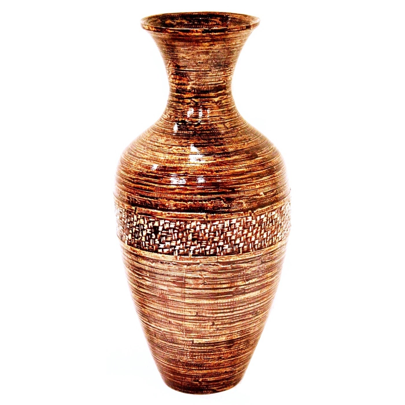Natural spun bamboo flower vases