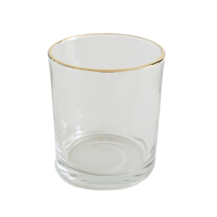 Wholesale 8oz 10oz empty clear gold rim glass candle jar candle holders with lid