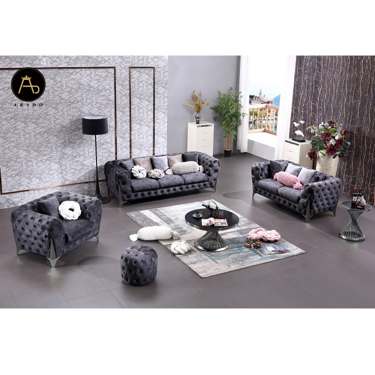 Новейшая домашняя мебель для гостиной 1 1 2 3 бархатная ткань chesterfield meuble набор диванов