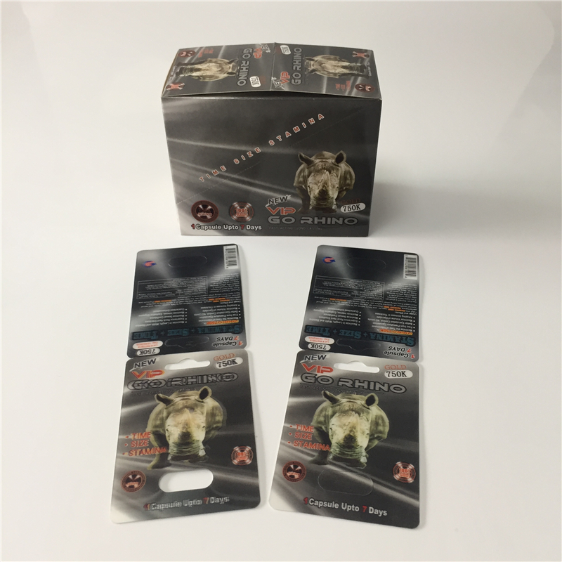 3D VIP GO Rhino 750k (с одним отверстием) карты для упаковки Рино-таблеток