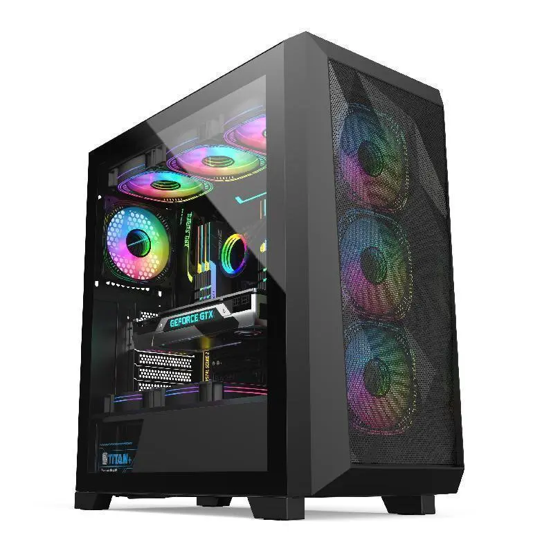 wholesale gaming computer cases with 4 ARGB fans COMPUT CASE pc desktop custom pc glass E ATX aluminium manufactures