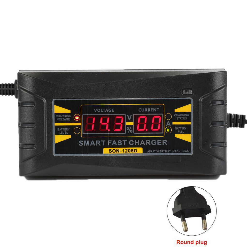 12V 6A Smart Car Motorcycle Battery Charger LCD Display Anti - reverse Connecting Protection