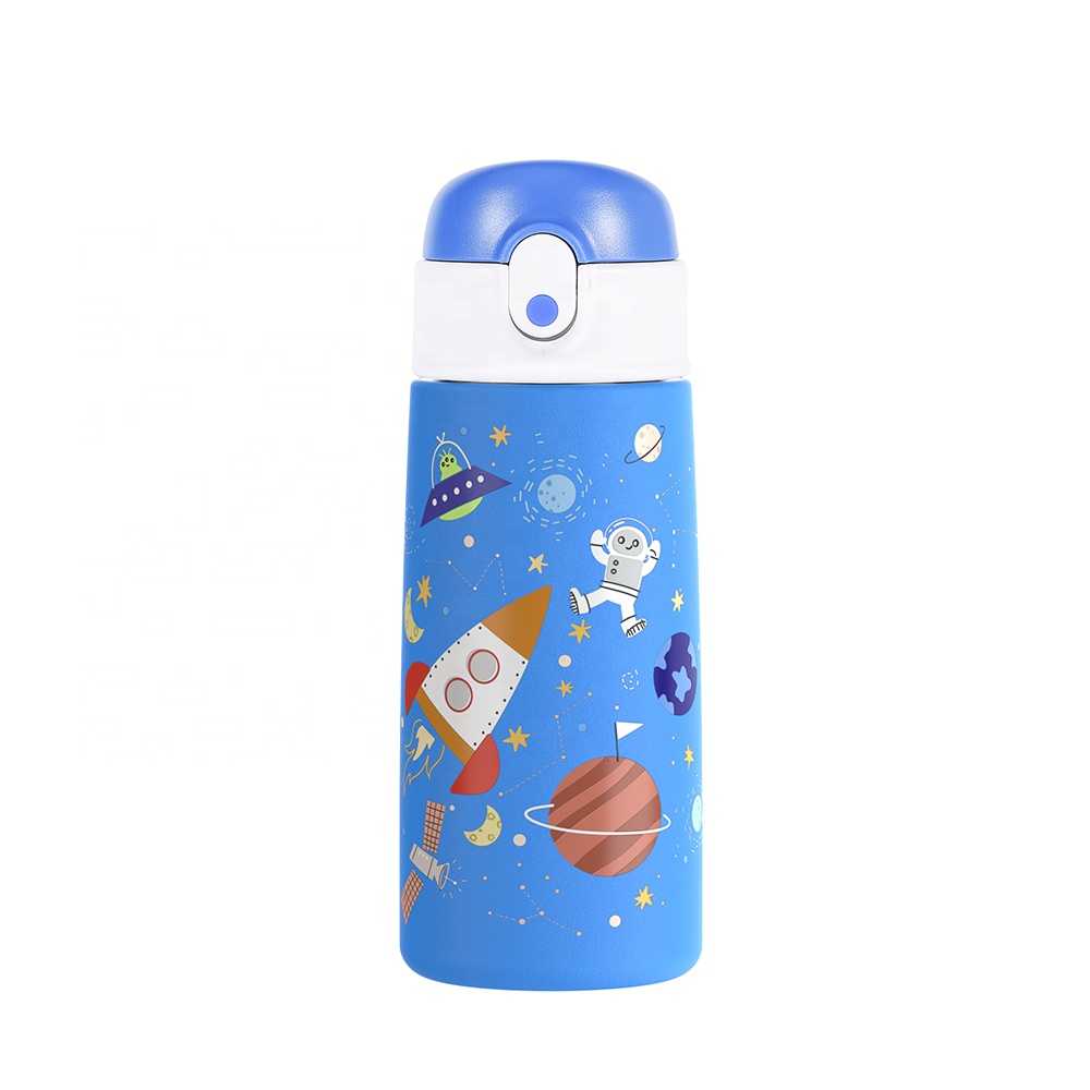 Custom Design Kids Insulated 450ml Double Wall Stainless Steel Water Bottle With Straw