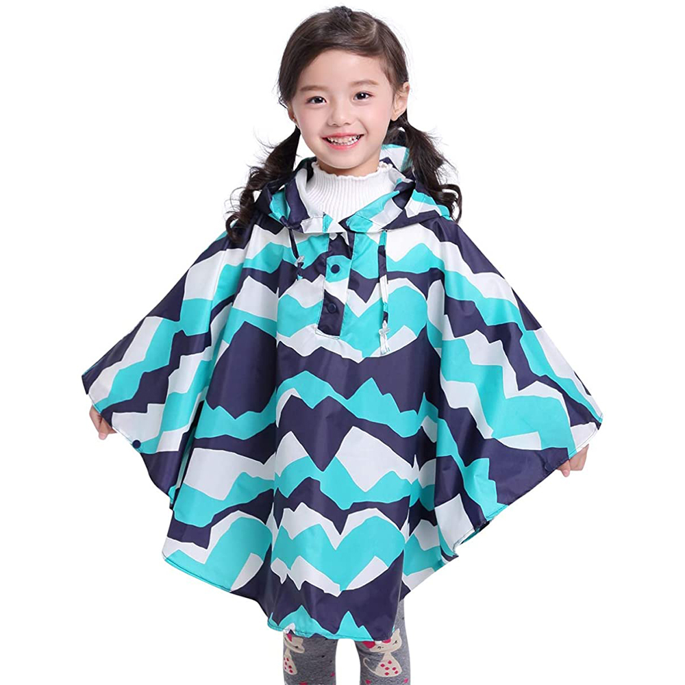 Kids Rain Poncho Hooded Jacket Rain Coat