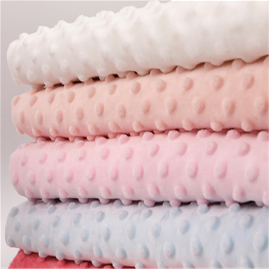Оптовая продажа, супер мягкая плюшевая флисовая ткань Minky Dot Minky для детского одеяла