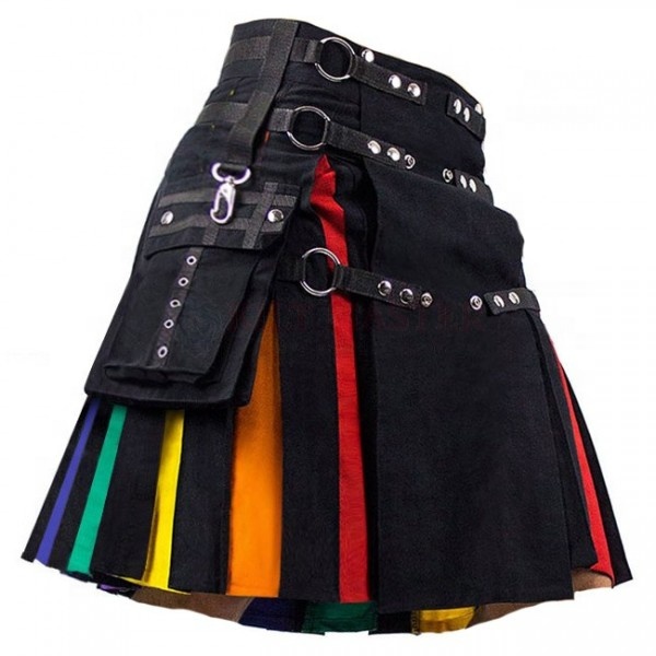 RAINBOW UTILITY KILT FOR MEN IN BLACK