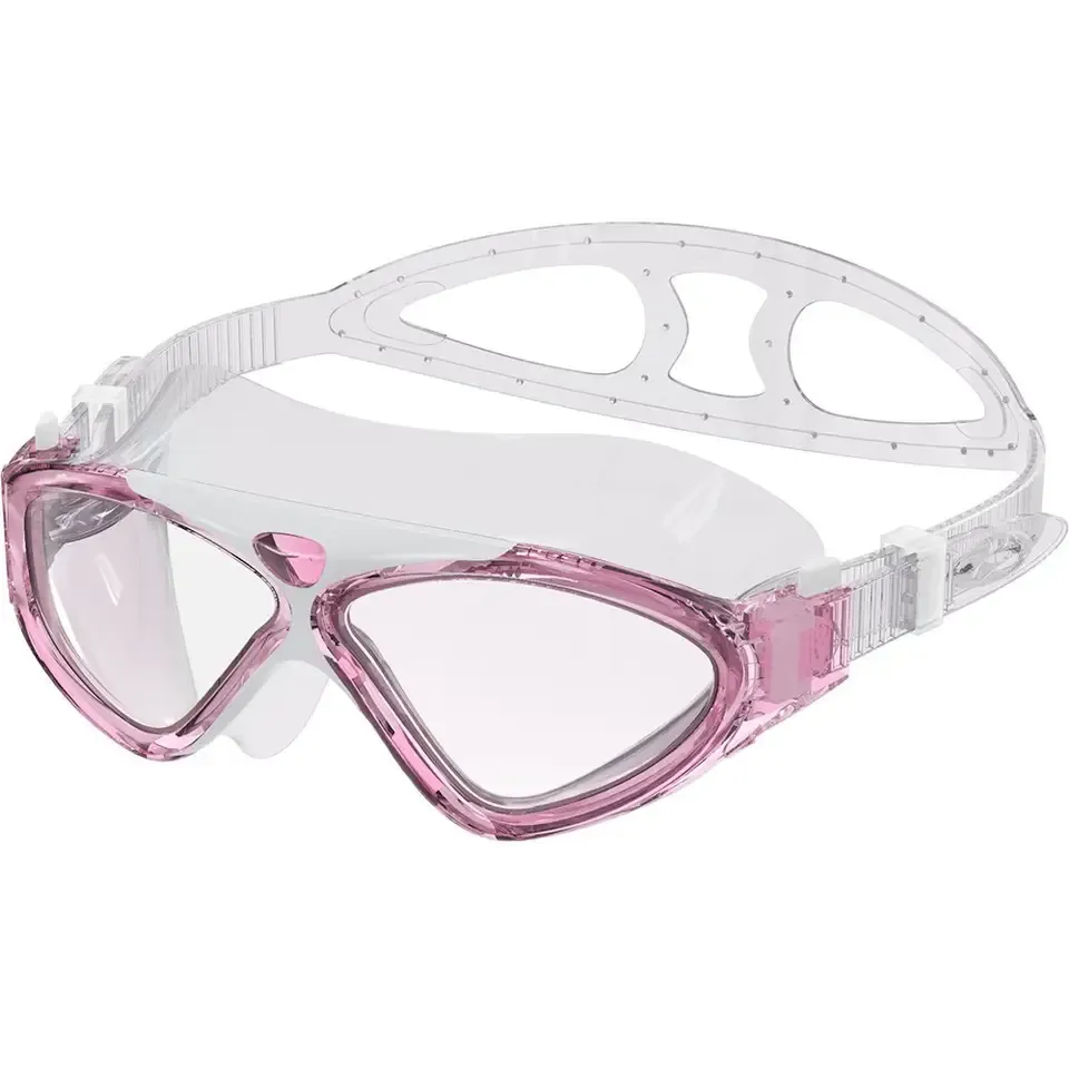 Manufacturer low price high penetration anti fog swimming glasses pc silicon material waterproof transparent diving goggles