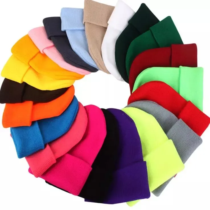 HD Women Men Beanies Female Girls Solid Color Beanie Warm Bonnet Casual Autumn Cap Custom Blank Knitted Plain Winter Hats