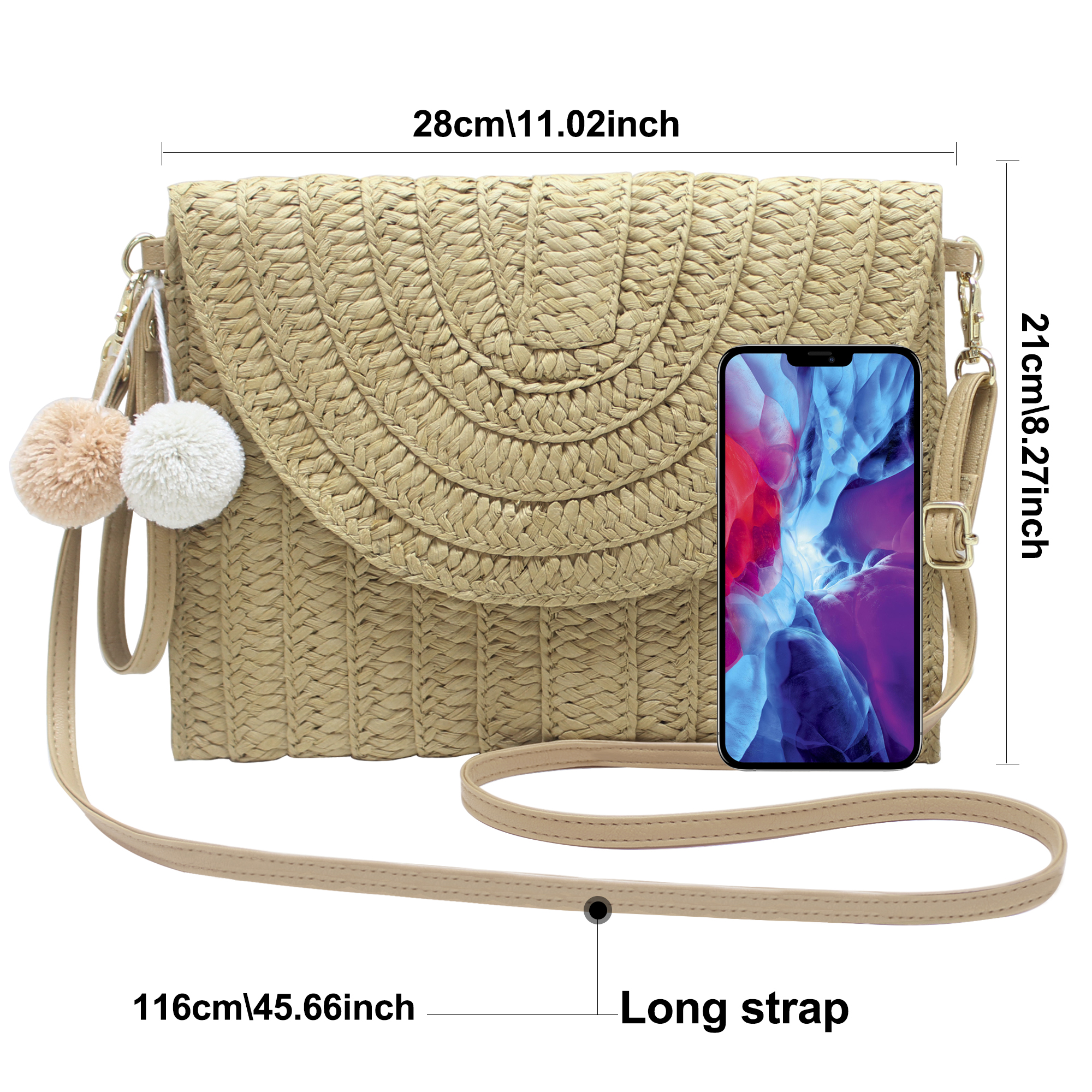 Handmade Woven Women Straw Rattan Clutch Hand Bags Straw Crossbody Shoulder Beach Bag Summer Envelope Purse Wallet 2021